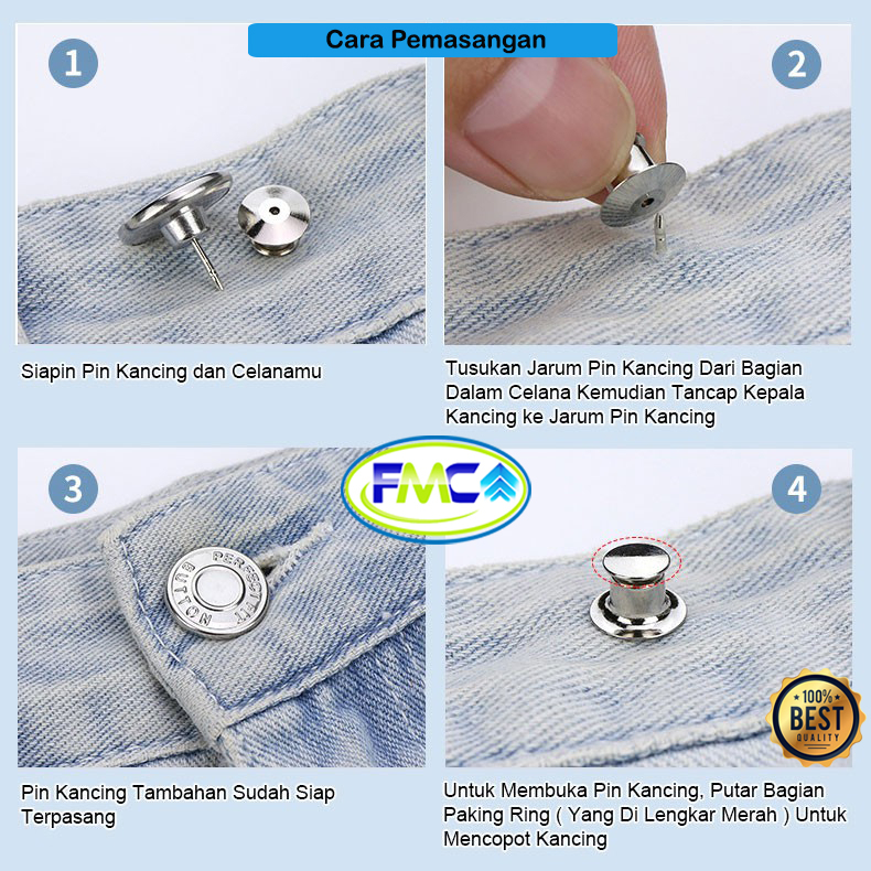 Kancing Celana Jeans Serbaguna Kait Pengecil Celana Unisex Wanita Pria Pin Bros Instan Pengganti Kancing Rusak Tanpa Vermax