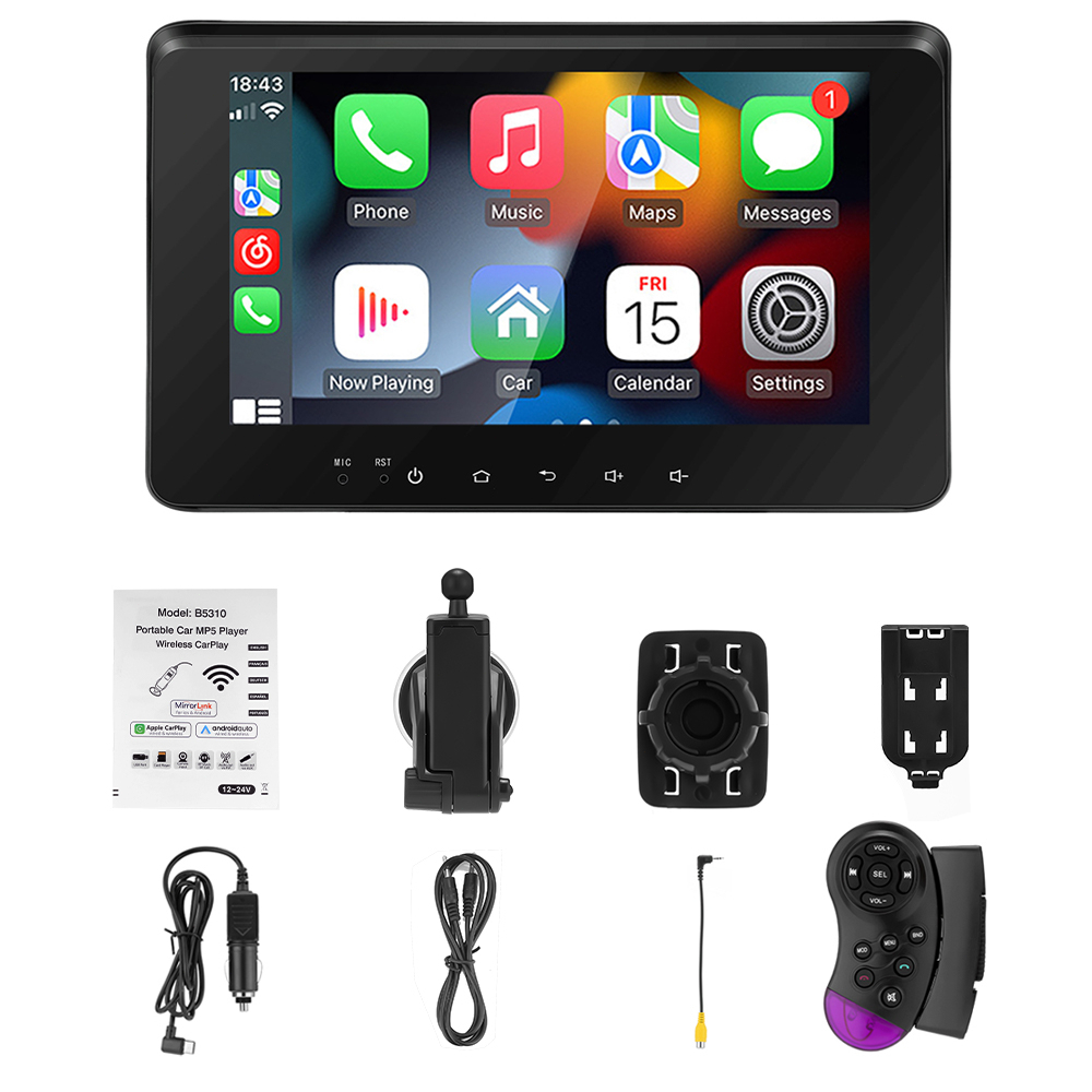 【Hadiah gratis】7 inci  Wireless Wired CarPlay Android Auto Portabel Mobil Stereo Radio MP5 Player Bluetooth FM AUX