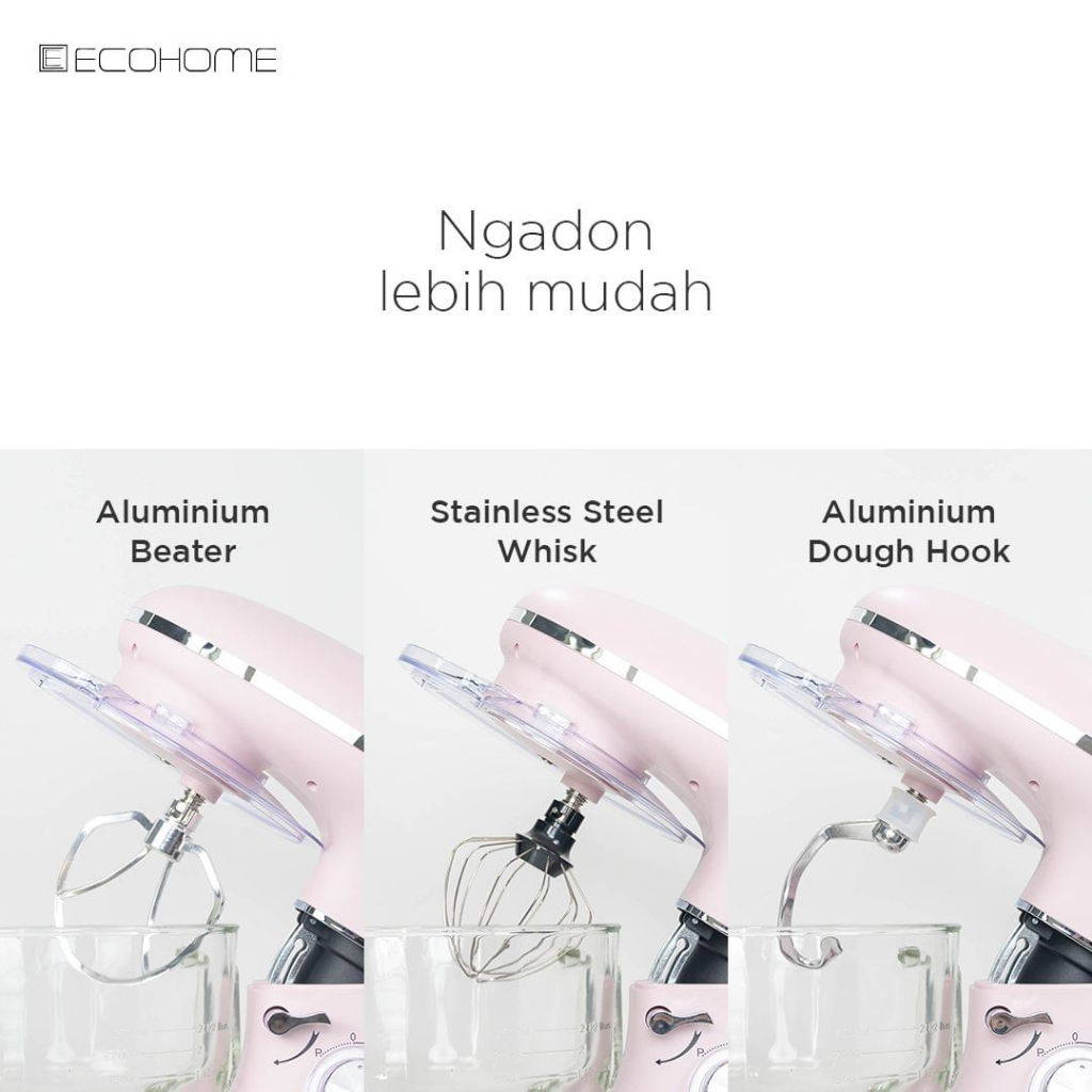 Ecohome Stand Mixer Platinum Glass Bowl ESM-999 / ESM999 Wadah Kaca 5L