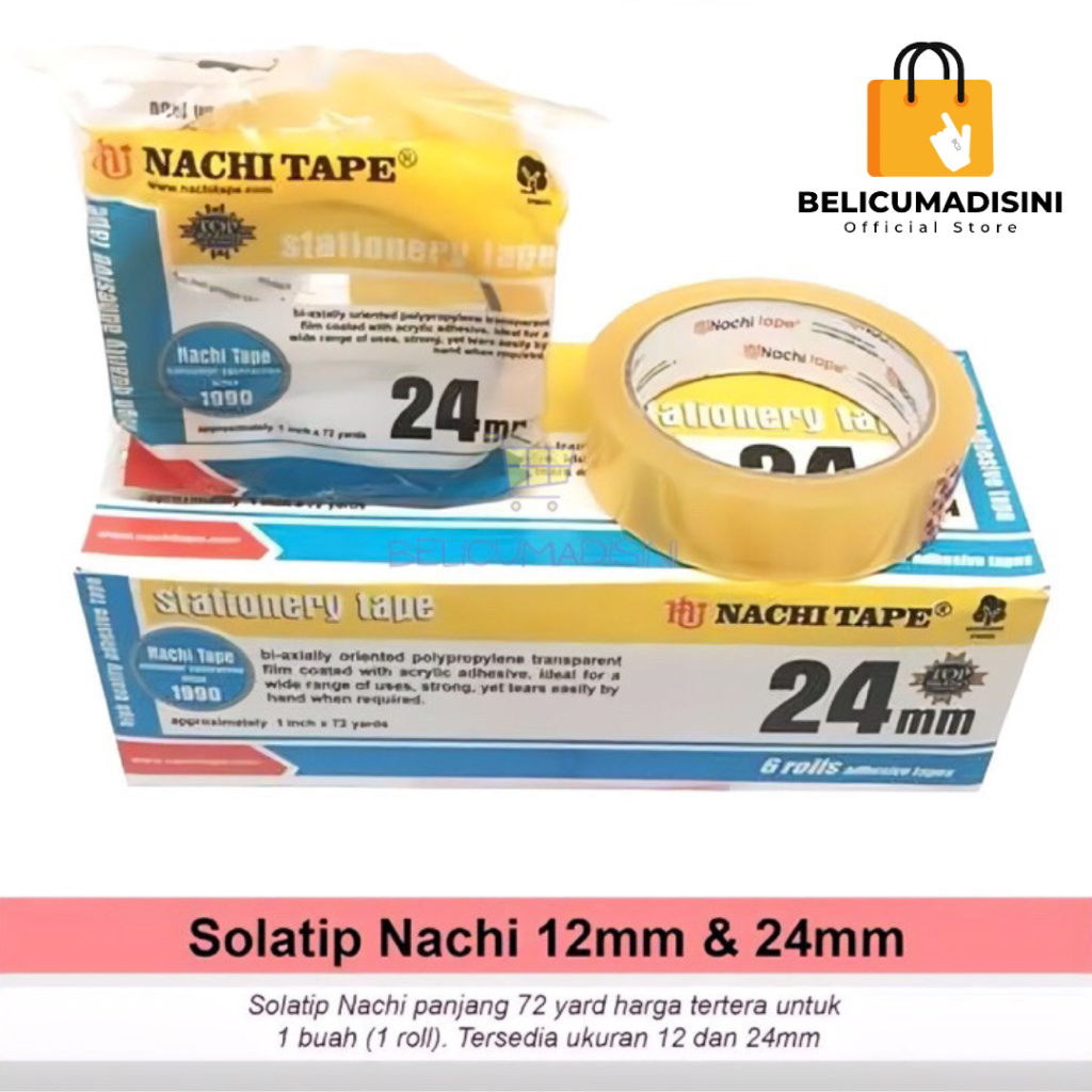 

Isolasi Tape Nachi 24 mm x 72 yards / Stationary Perekat Lem Dus