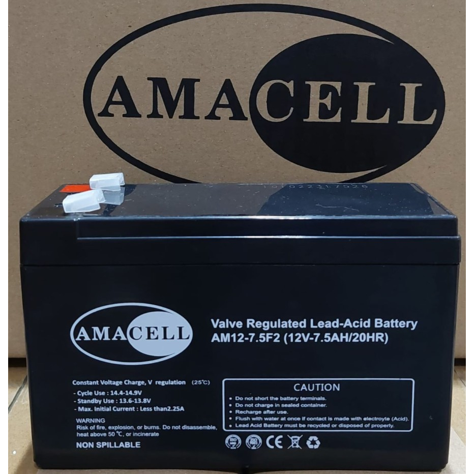 Baterai UPS AMACELL AM12-7.5F2 12V 7.5AH - Aki Kering | Battery pengganti untuk UPS