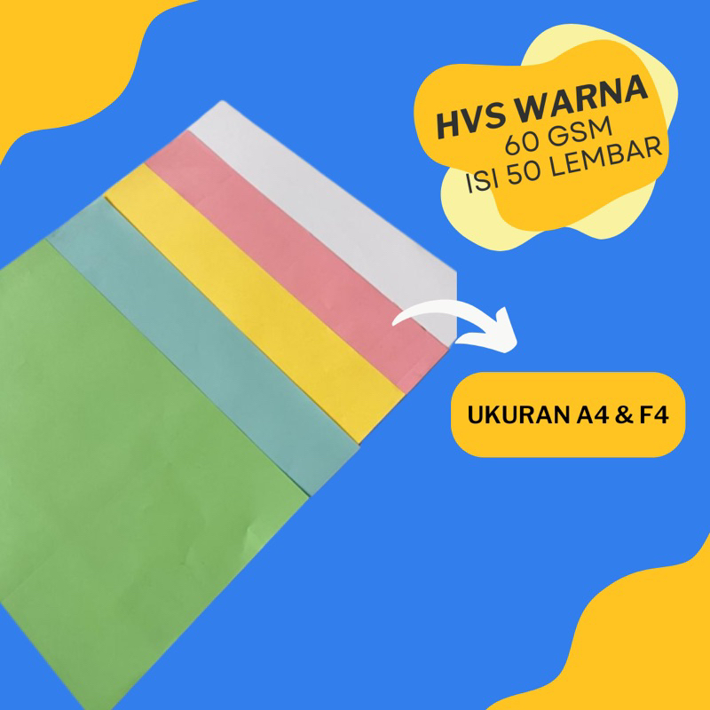 

Kertas HVS Putih HVS Warna 60 GSM A4 F4