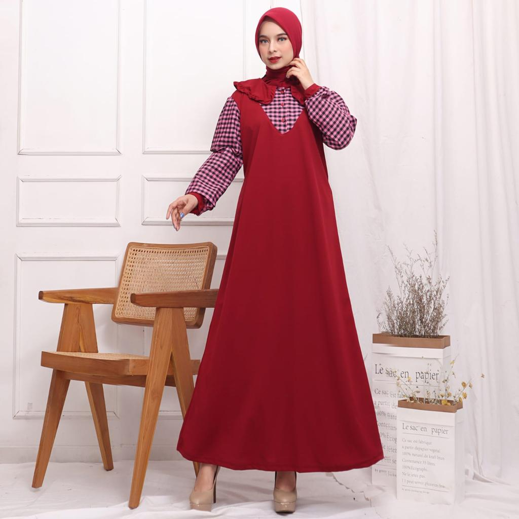 GAMIS CAPELLA - Gamis Polos Kombinasi Lengan + Dada Kotak - Gamis Busui - Gamis Kombinasi - Gamis Ke