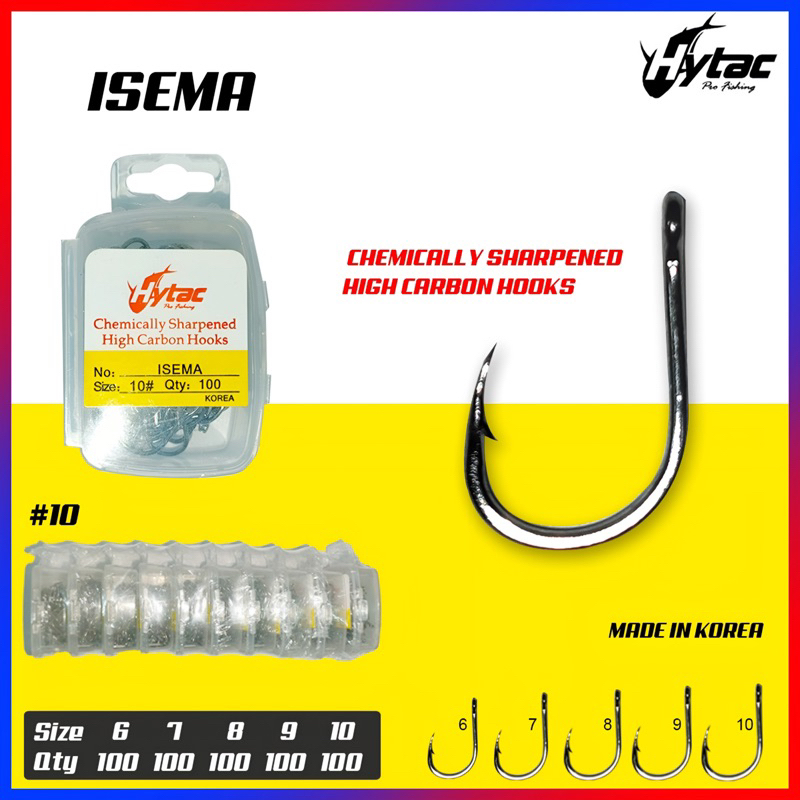 KAIL PANCING HYTAC ISEMA CARBON HOOK ISI 100PCS | TAJAM | TIPIS | KUAT