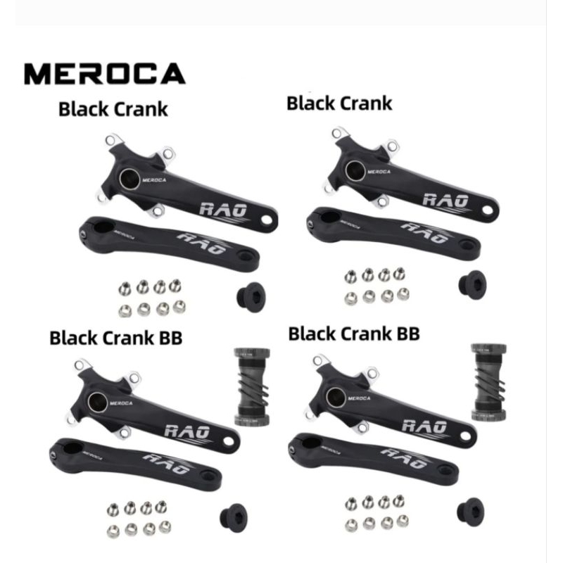Meroca Rao Crankset HT2 BCD 104 Crank Set Hollowtech Crank Sepeda Hitam