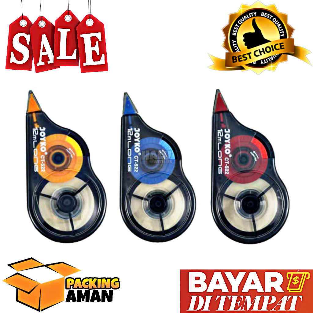 

(BISA COD) PROMO 1 Pcs Joyko Correction Tape / Pita Koreksi / Tip Ex / Tip X CT-522