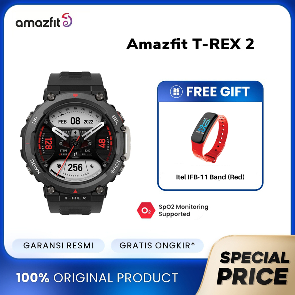 (New) Amazfit T-Rex 2 1.39’’ AMOLED Screen 5 Satellite Navigation, Military-grade Toughness Fitness Watch with Heart Rate, Sleep, 150+ Sports Modes