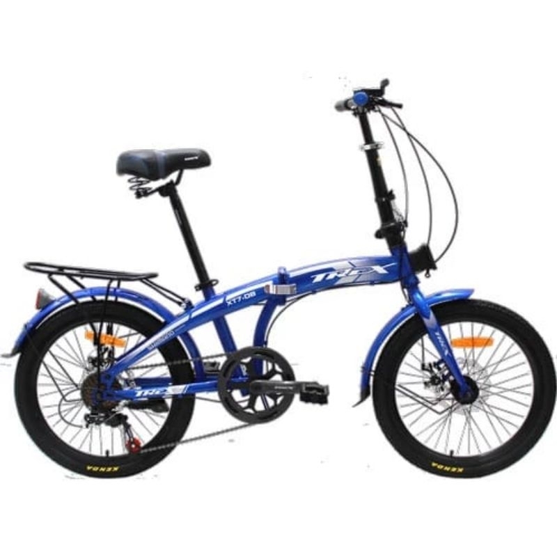 Sepeda lipat 16" trex xt7-db blue folding bike 16 inchi sepeda lipat roda 16"