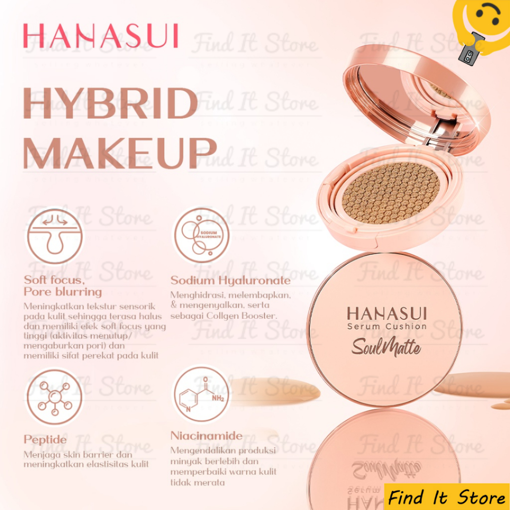 Hanasui Serum Cushion Soulmatte | Foundation | Matte Finish | Hybrid Makeup | BPOM HALAL