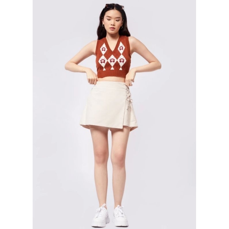 COLORBOX flower Argyle crop vest