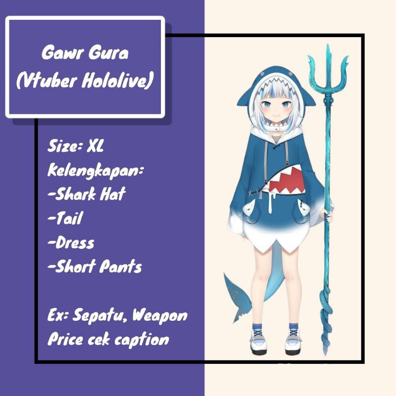 Rental Costum Gawr Gura (HoloLive)