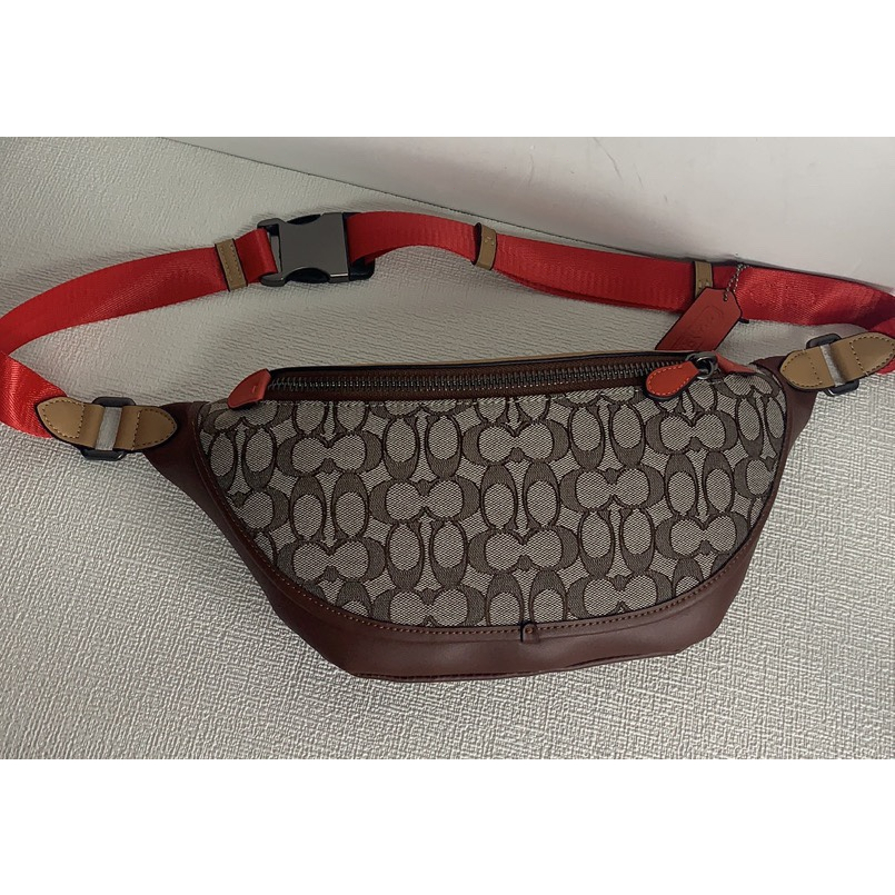 Coach 3795  5343 Napa cowhide sports waist pack Anti Nilon Men's Classic Logo Jacquard Fabric LEAGUE Waistpack Chest Bag Crossbody Bag  yaobao