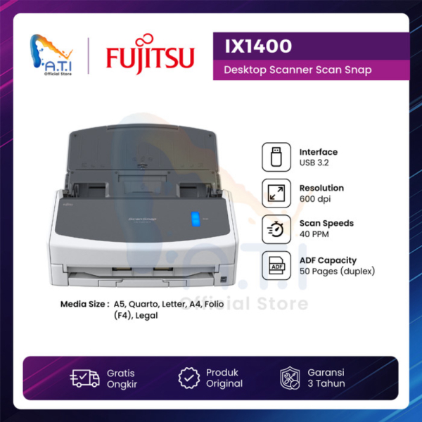 FUJITSU Scanner IX1400 ScanSnap IX 1400 Duplex Scan Snap IX-1400