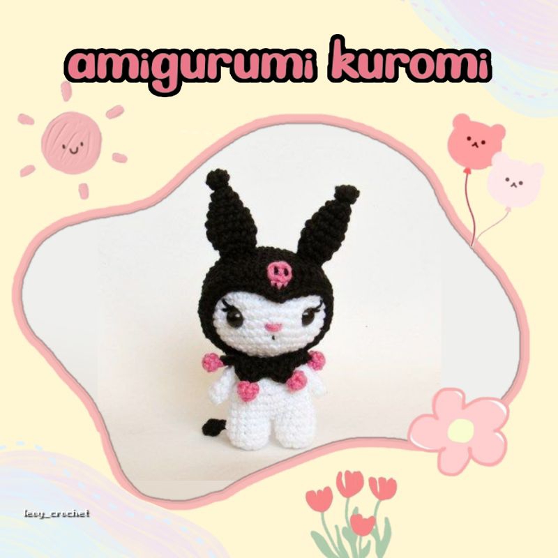 amigurumi kuromi, boneka kuromi, boneka rajut kuromi, hiasan kuromi, kuromi, rajutan kuromi, crochet