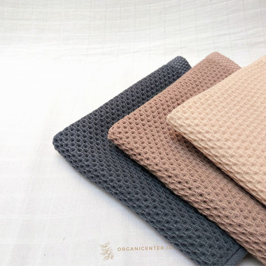 Kain Lap Waffle Estetik Honeycomb Katun Lap Gantung Reuseable Serbaguna Pembersih Meja Piring Tangan Cream Beige Hand Towel Kitchen Towel Tablecloth Microfiber Coral