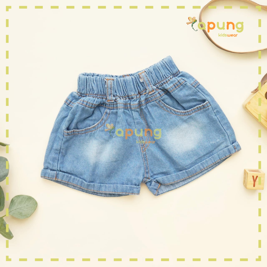 (Capung Kidswear) Celpen Jeans Baby/Celana Pendek Jeans Baby Sakura (6-12 Bulan)