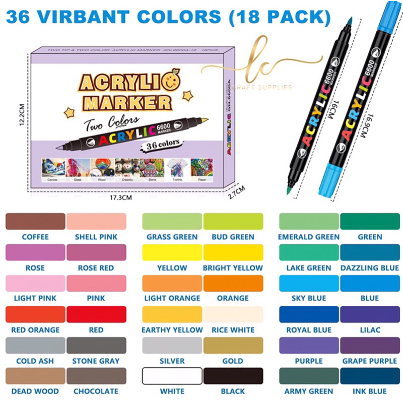 

DUAL TIP MARKER BRUSH / SPIDOL JOURNAL / SPIDOL DUAL TIP BRUSH MARKER GUANGNA 36 WARNA (bijian)