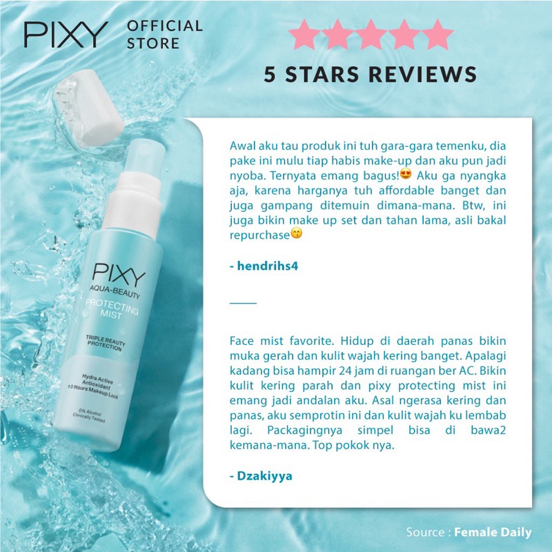 PIXY Aqua Beauty Protecting Mist 60ml 100ml | Face Mist Penyegar Wajah Melembabkan Menyejukkan Kulit Setting Spray Makeup Tahan Lama