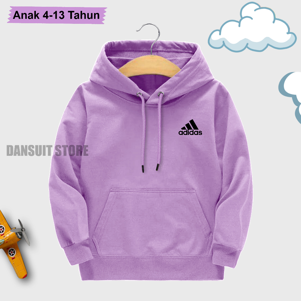 Sweater Hoodie Anak Laki-laki/Perempuan Usia 4-13 Tahun Sablon Logo Warna Pastel Bahan Tebal Premium