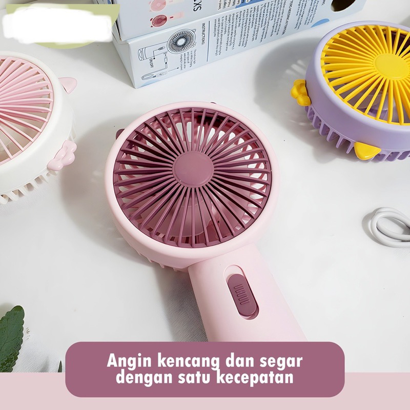 Kipas Angin Mini Portable USB Cas Karakter Dapat Digunakan Sebagai Dudukan Ponsel
