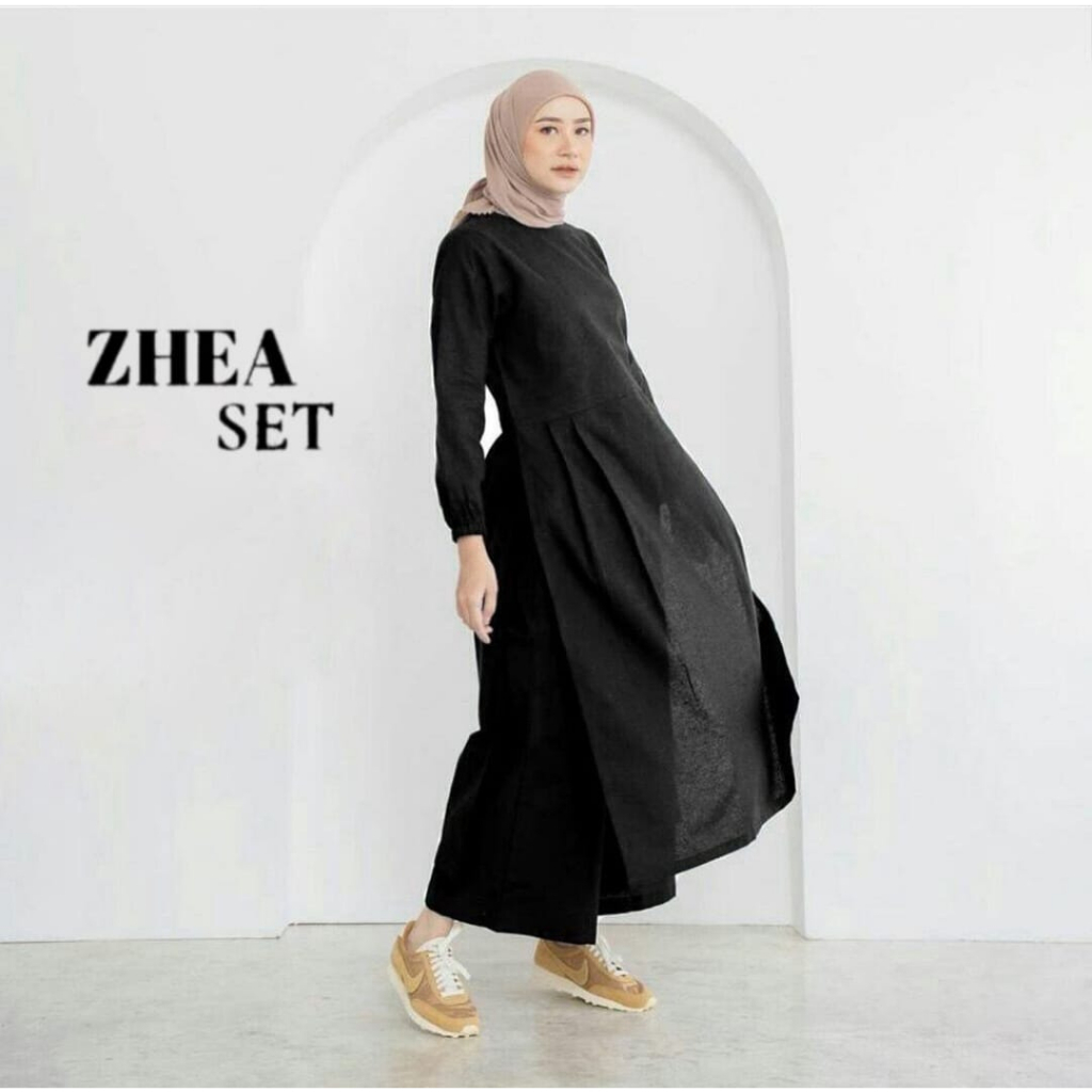 TERBARU Zhea Sett 2023 Setelan Wanita Masakini LD 120-110 Fit M-XL Pakaian Muslim Cewek Kekinian Outfit Cantik Muslimah Fashion Women Terkini Baju Stelan Cantik