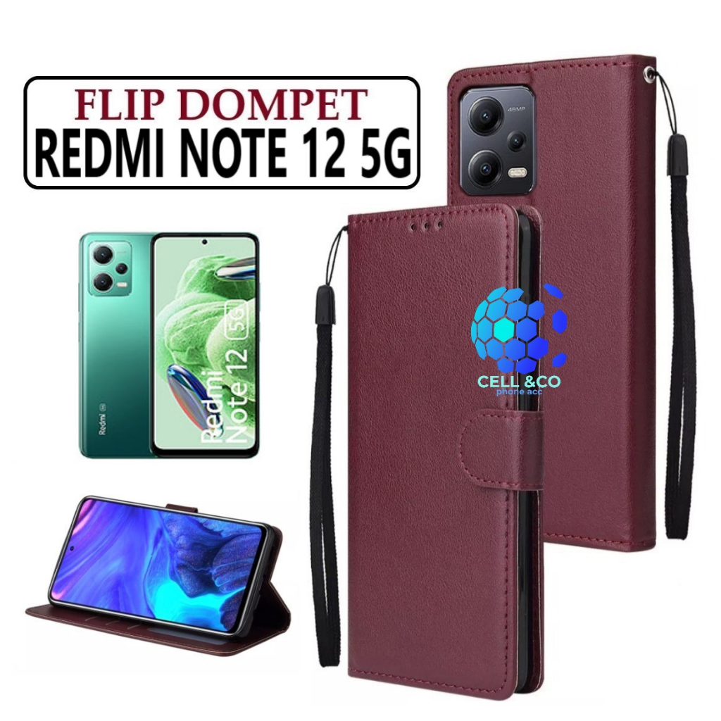 FLIP COVER XIAOMI REDMI NOTE 12 5G LEATHER WALLET PREMIUM FLIP CASE BUKA TUTUP KESING HP CASING FLIP CASE WALLET