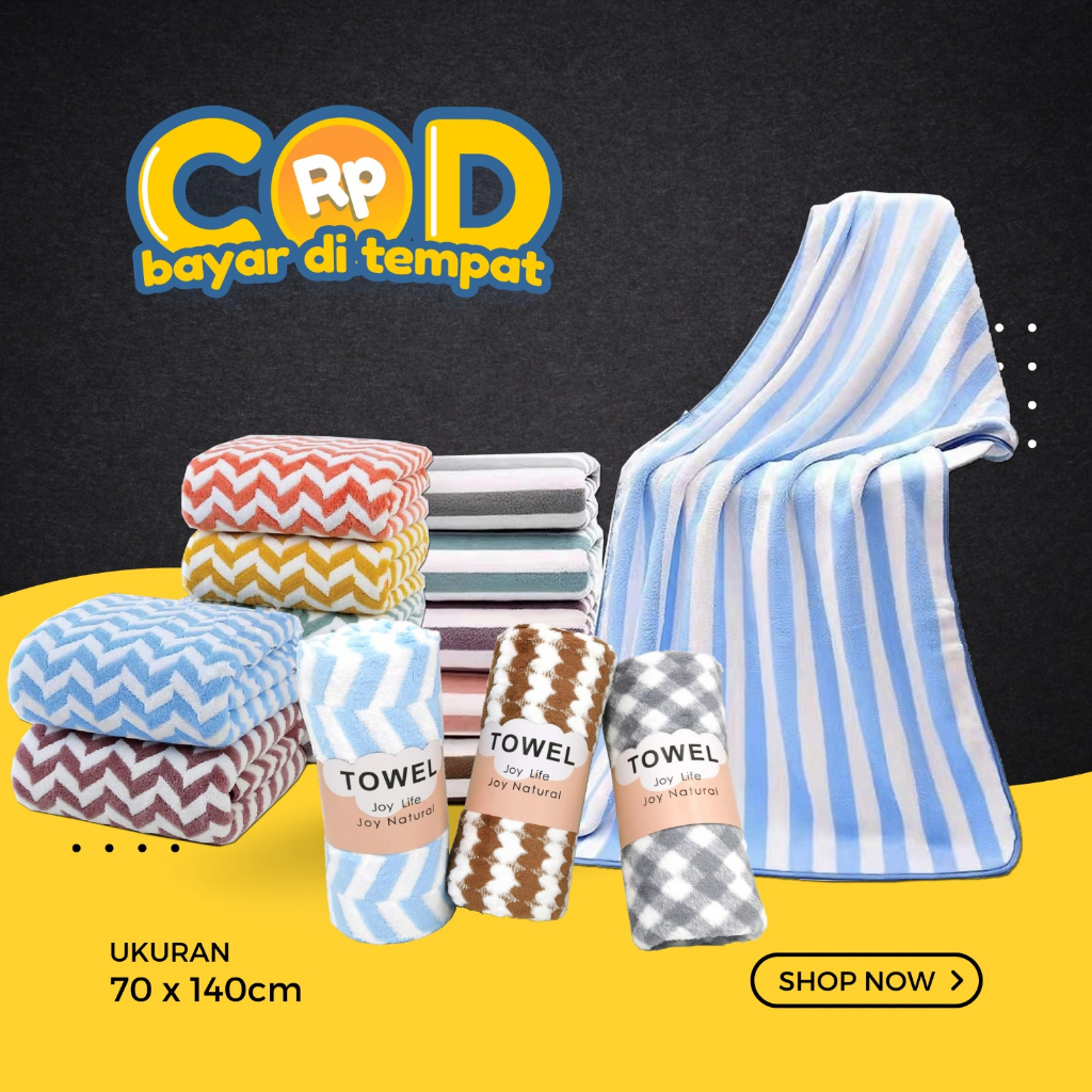 VL - COD MURAH PAKET 2 PCS HANDUK DEWASA UK 70 X 140 CM BAHAN MICROFIBER LEMBUT DAN HALUS