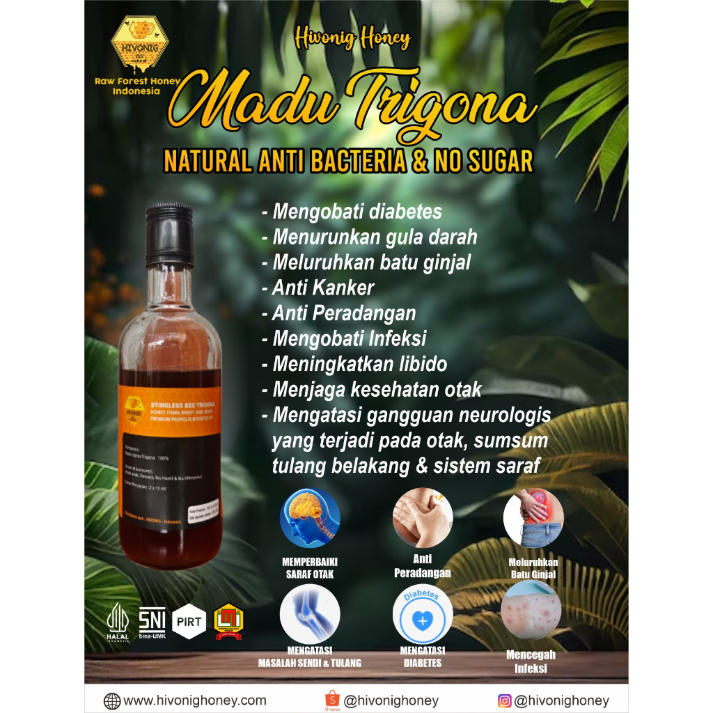 

Madu Premium Hivonig Honey Trigona Full Propolis 100% Madu Murni Anti Diabetes dan Gula Darah | 150gr & 350gr