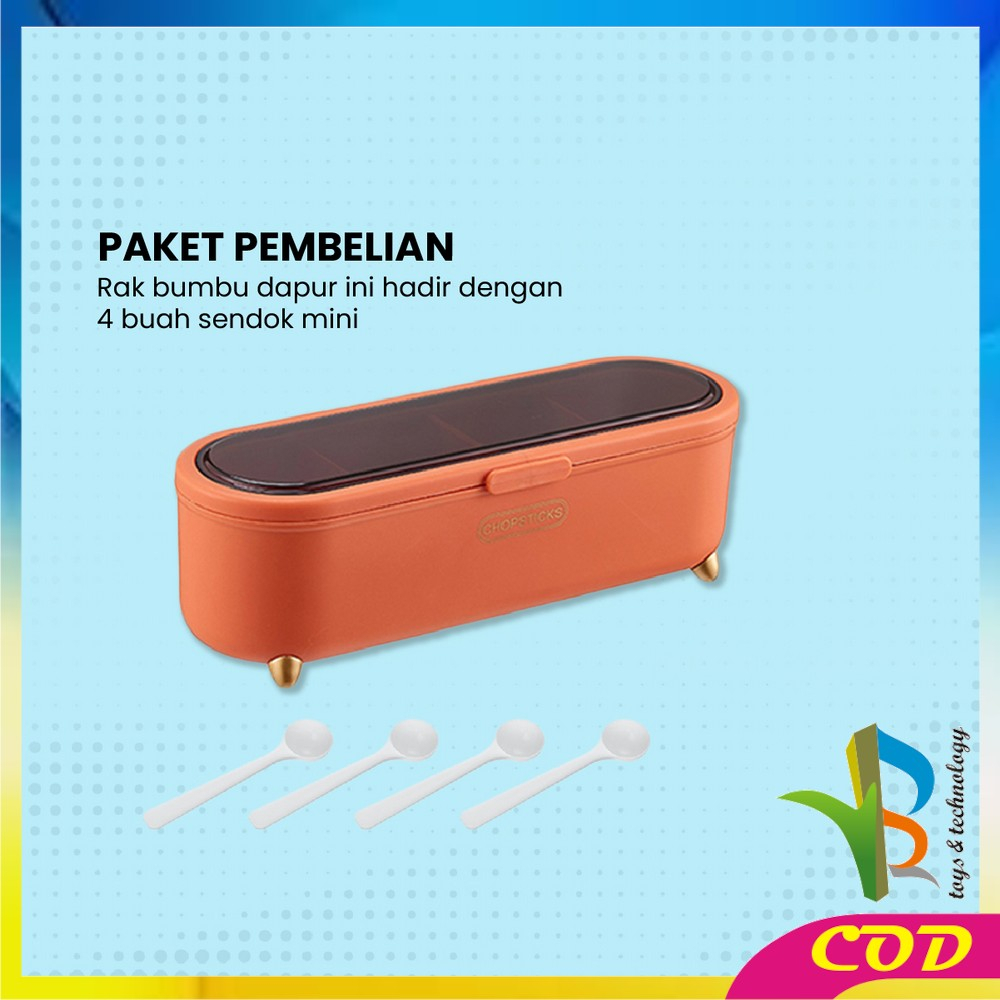 RB-C860 Tempat Bumbu Dapur Serbaguna Wadah Bumbu Seasoning Storage Box Termasuk Sendok / Rak Kotak Tempat Penyimpanan Bumbu Dapur Minimalis