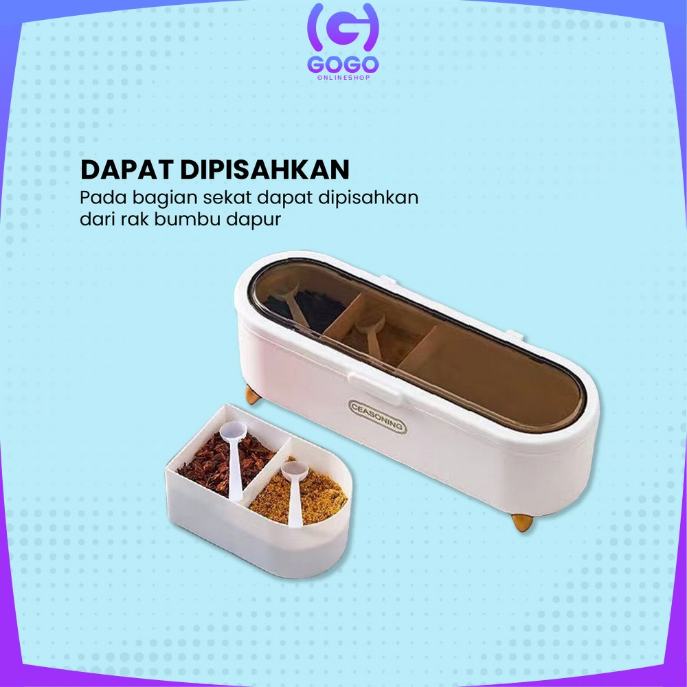 GOGO-C860 Tempat Bumbu Dapur Serbaguna Wadah Bumbu Seasoning Storage Box Termasuk Sendok / Rak Kotak Tempat Penyimpanan Bumbu Dapur Minimalis