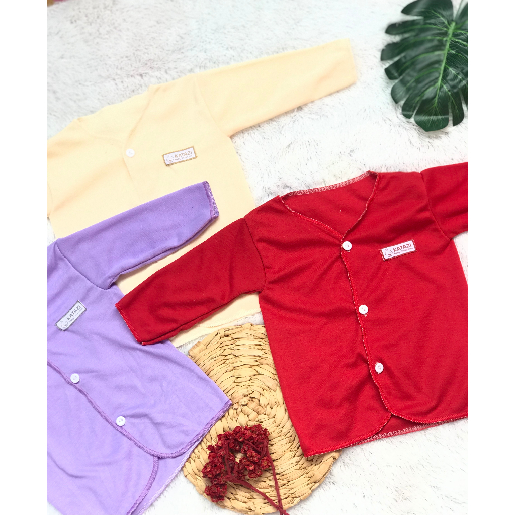 [BTPGP003] 3 Pcs Baju Bayi Panjang Newborn Polos Umur 0 - 6 Bulan