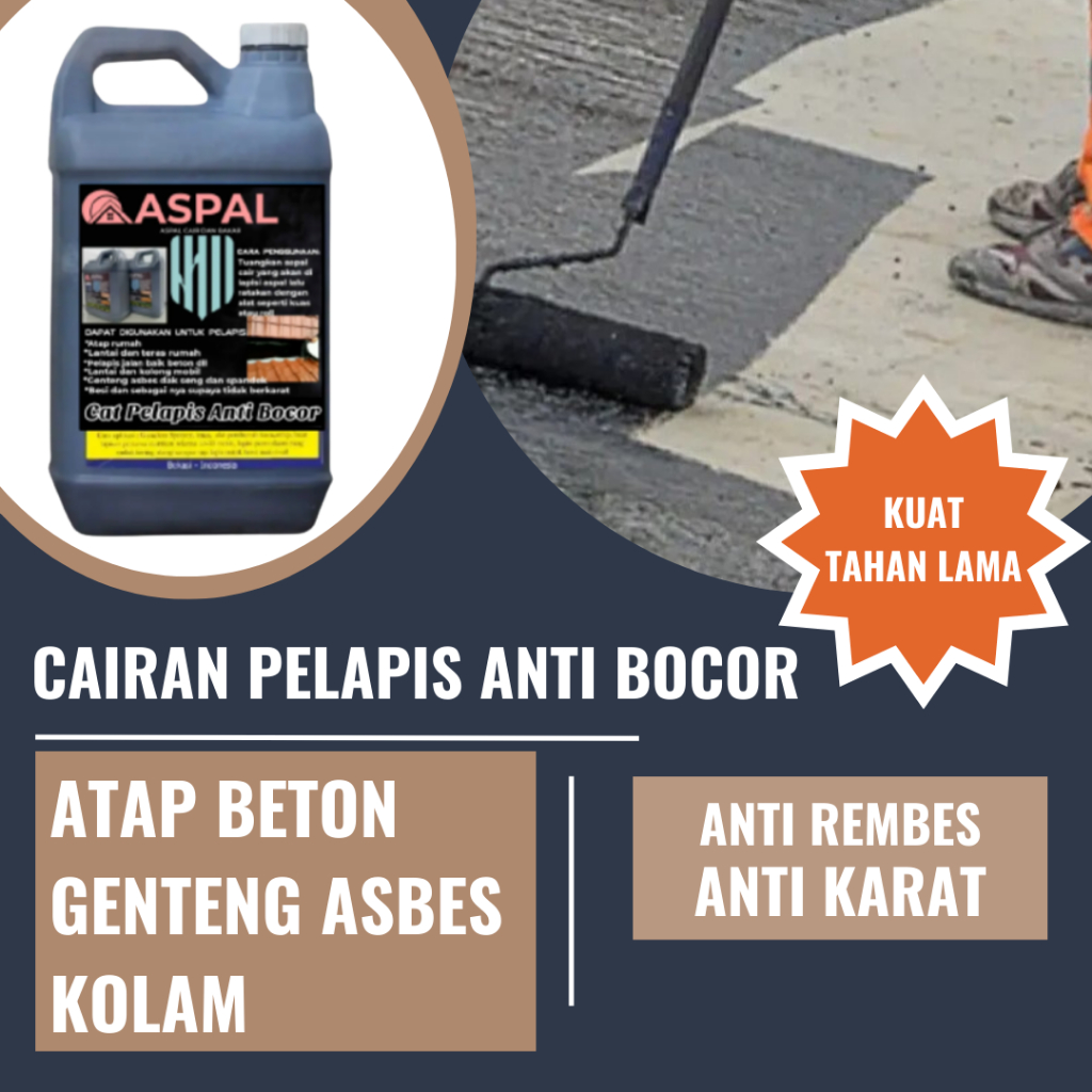 Cat Lapisan Anti Bocor Tembok Rumah Atap Genteng Asbes Material Bangunan Ukuran 5 Kg