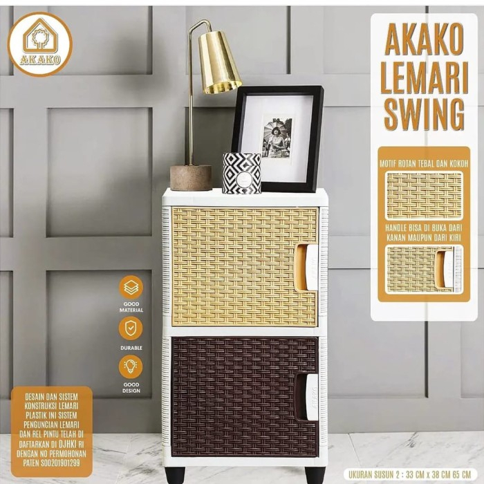 AKAKO SWING - Lemari Plastik  1 Pintu Motif Rotan Susun 2 ( Kode = SWING )
