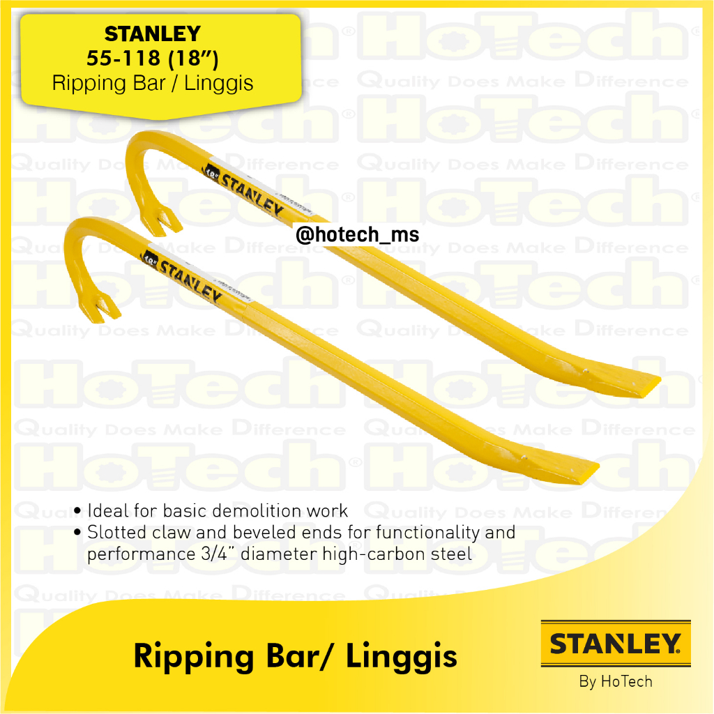 STANLEY® 55-118 18” Forged Hexa Steel Ripping Bar | Linggis Tools