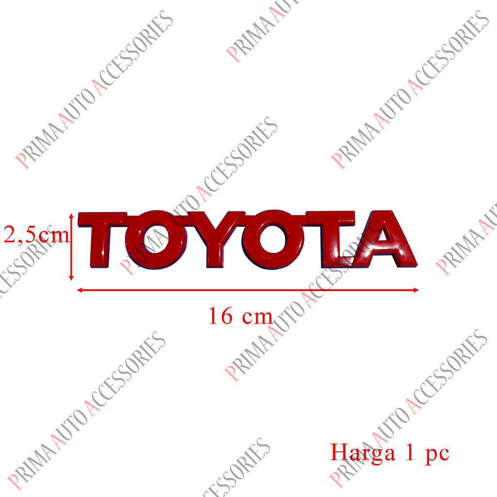 Emblem Mobil Tulisan TOYOTA Bagasi Merah 16 cm