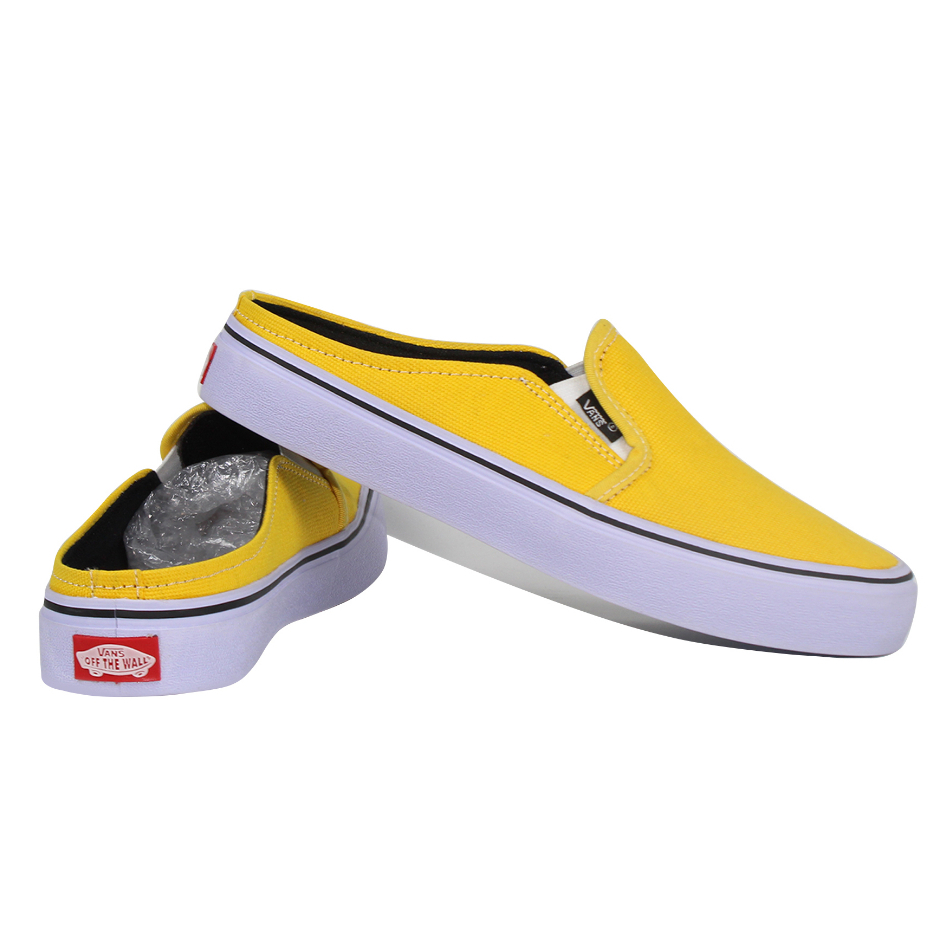 Vans Sepatu Sandal Bustong Slip On Pria Tanpa Tali Kuning Slop Casual Kanvas Cowok Simpel