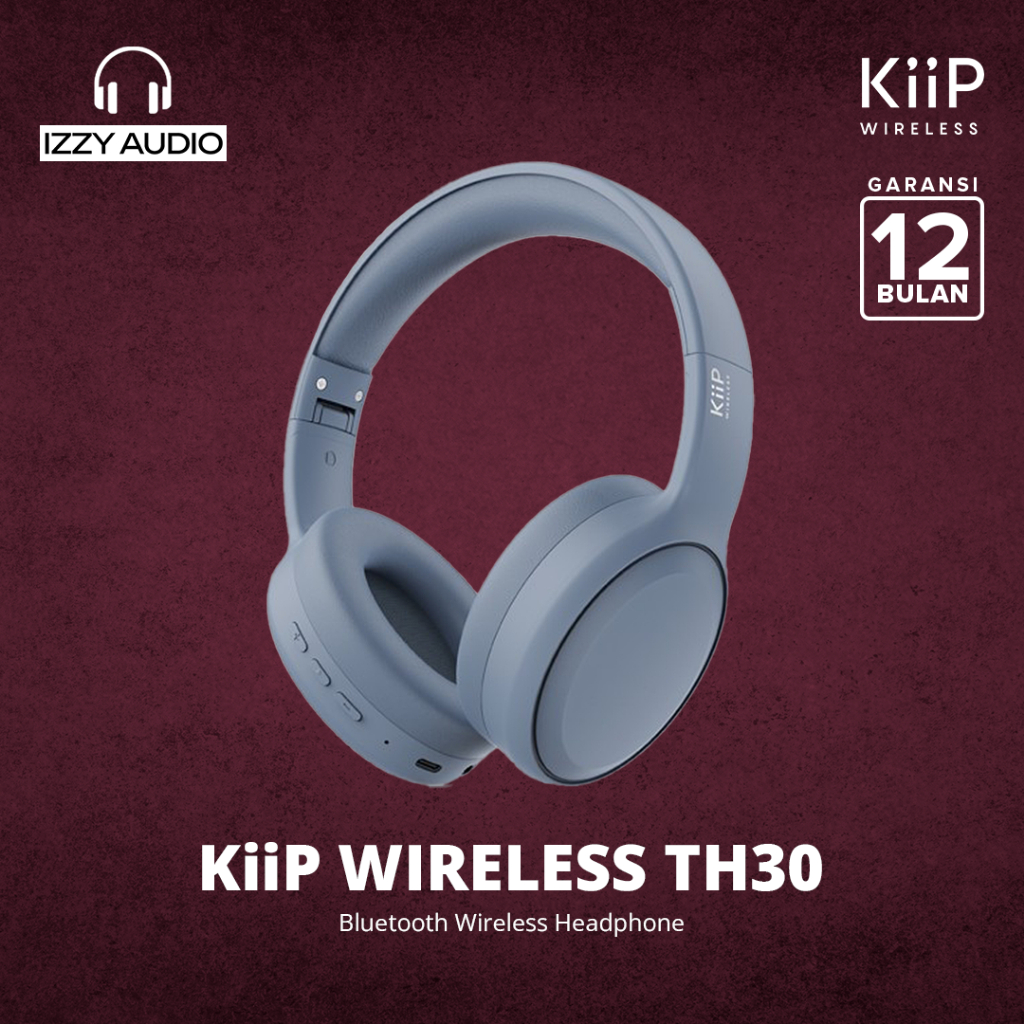 {Free Stiker} KiiP Wireless TH30 Headphone Bluetooth Wireless Headset Earphone-Blue