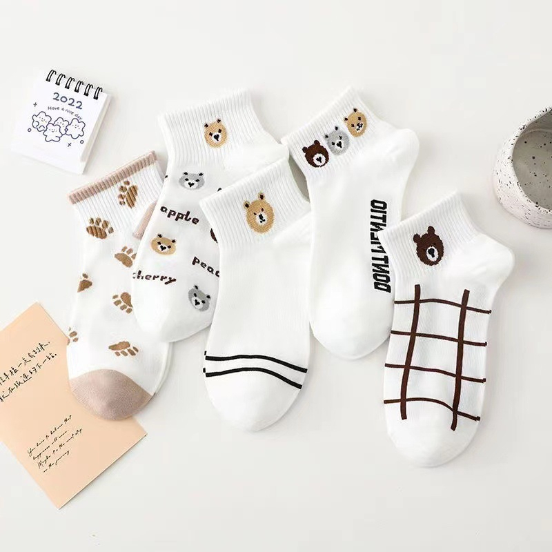 BV.ID KK1251 Kaos Kaki Motif Beruang Bear Lucu Ankle Semata Kaki Socks Korean Model Cute