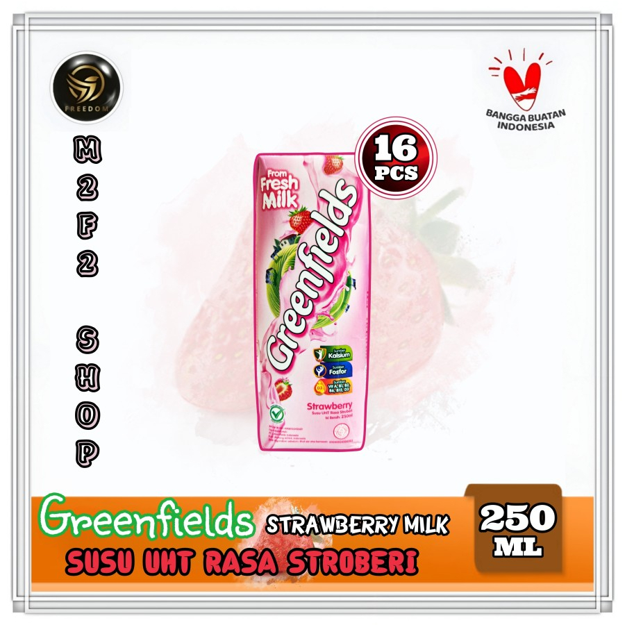 

Greenfields Susu Kotak UHT Strawberry Milk | Stroberi - 250 ml (Kemasan 16 Pcs)