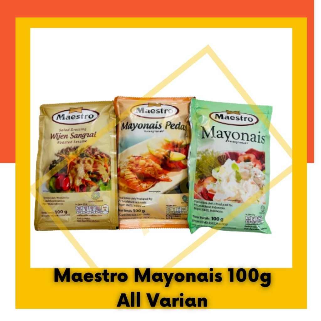 Mayonaisse Maestro Mayonais Light, Wijen Sangrai, Mayonais Pedas 100gr Mayo 1 sachet