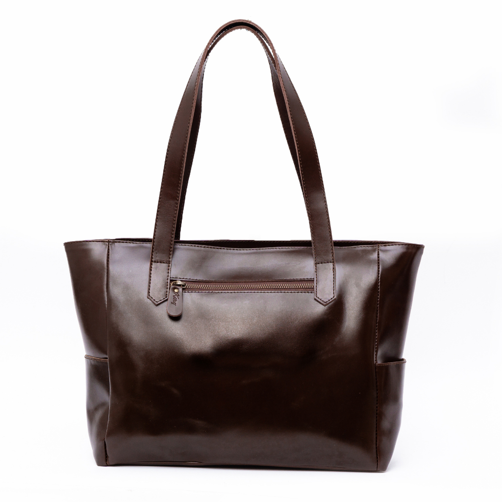 Kenes Leather Tote Bag Wanita Tas Selempang Kulit Asli AURANTIE Pullup - Free Gravir Nama