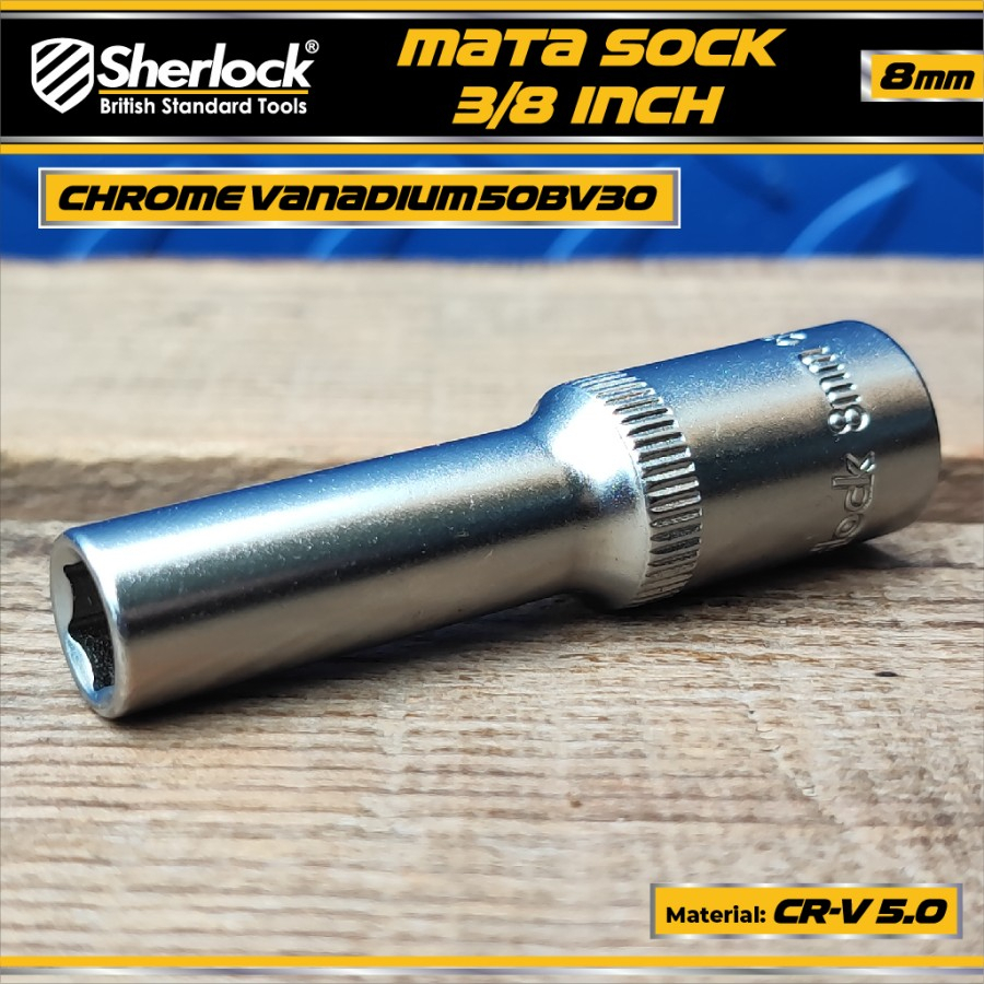 Deep Wall Sock Drive 3/8" 6PT Sherlock Mata Sok 8mm Panjang