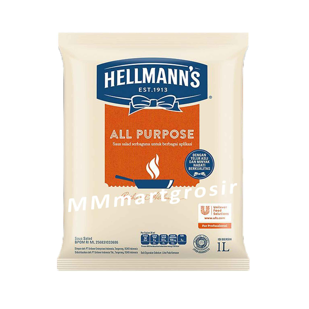 HELLMANN’S Mayonnaise / Saus Salad Serbaguna / Saus Cream / 1 Liter