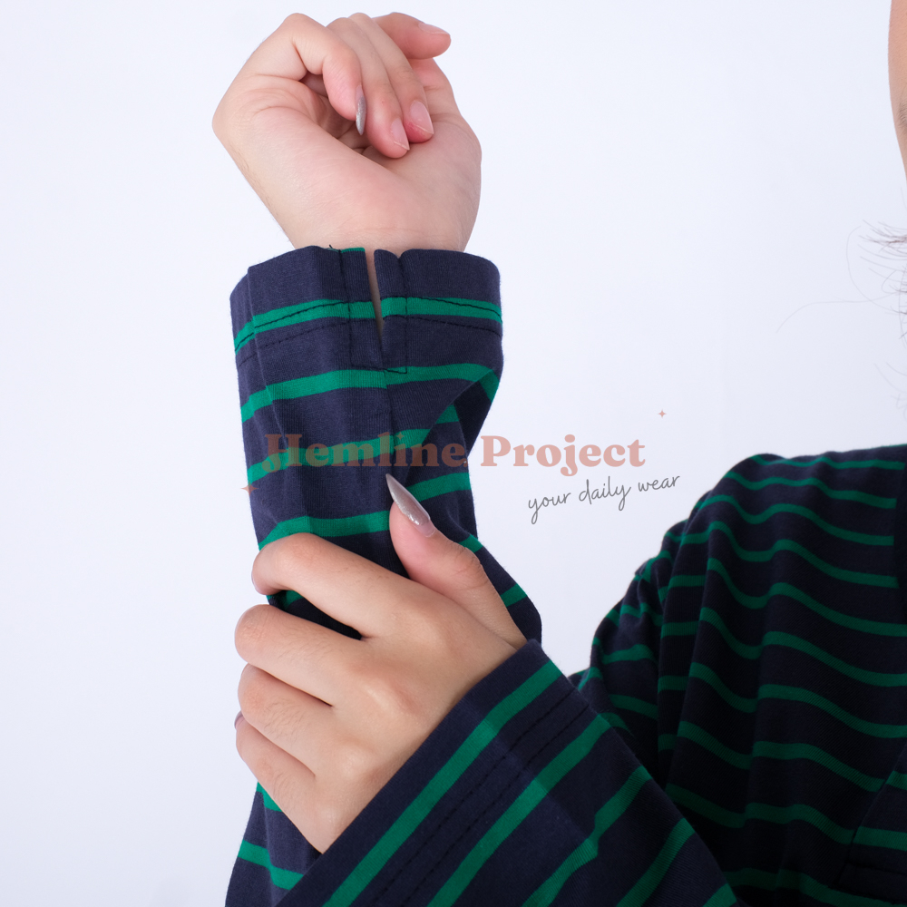 Hara Navy Fuji Oversized Stripe Top