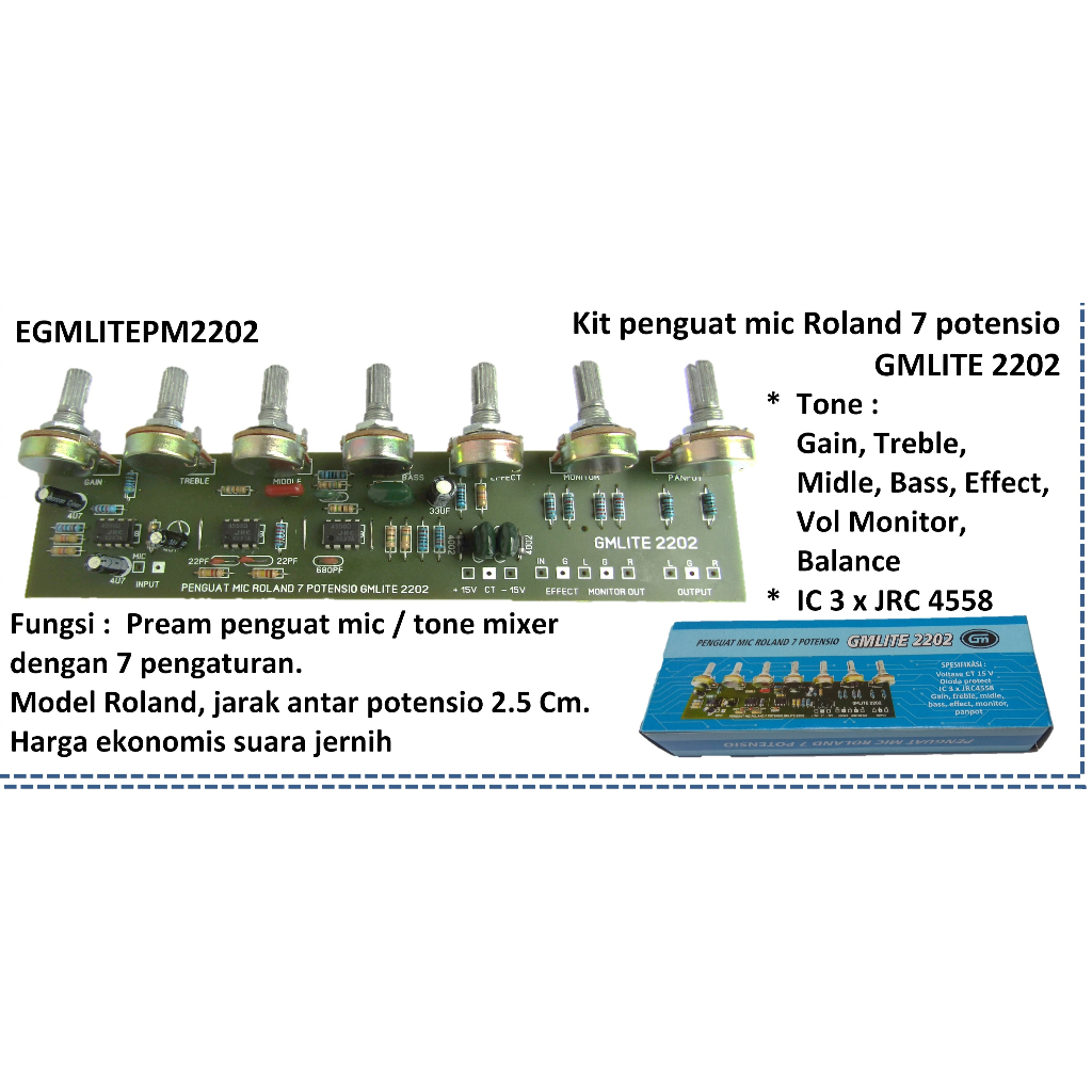 Kit penguat mic roland 7 potensio legend