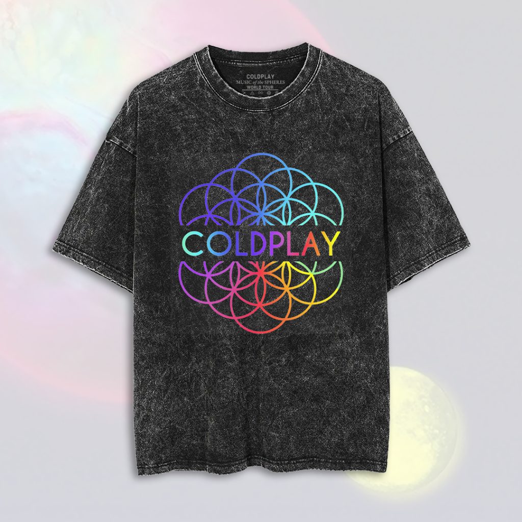 Kaos Oversize Washed Coldplay | Washed T-Shirt | Kaos Band Coldplay | Kaos Konser Coldplay | WO cp23