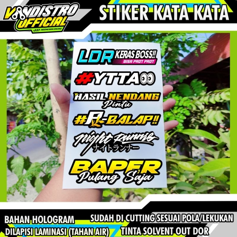 stiker pack / Ldr keras + #ytta merah + hasil nendang + P balap + night runer + baper (kuning)