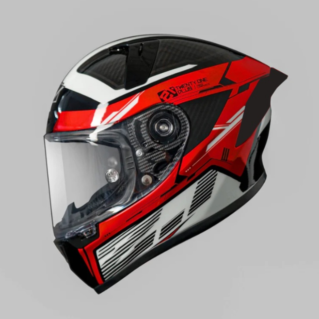 Helm Full Face RSV FFC21 Poison Red Fiber Composite Merah Hitam Putih Terbaru 2023