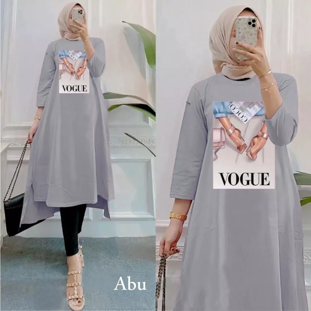 VOGGUEE MIDI DRESS JUMBO VIRAL UKURAN  M , L , XL XXL BAHAN KAOS KATUN COMBED 24s APLIKASI SABLON MIDI DRESS FASHION TERBARU MIDI DRES KONDAGAN GAMIS WANITA KEKINIAN 2022