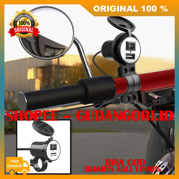 Motorcycle Electric Vehicle Charger With Switch Alat Charger Motor Waterproof ORIGINAL